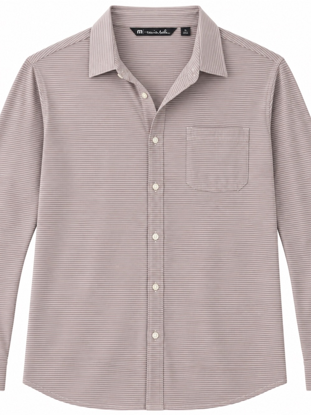 Travis Mathew Light Taupe Micro-Stripe Button-Down Shirt